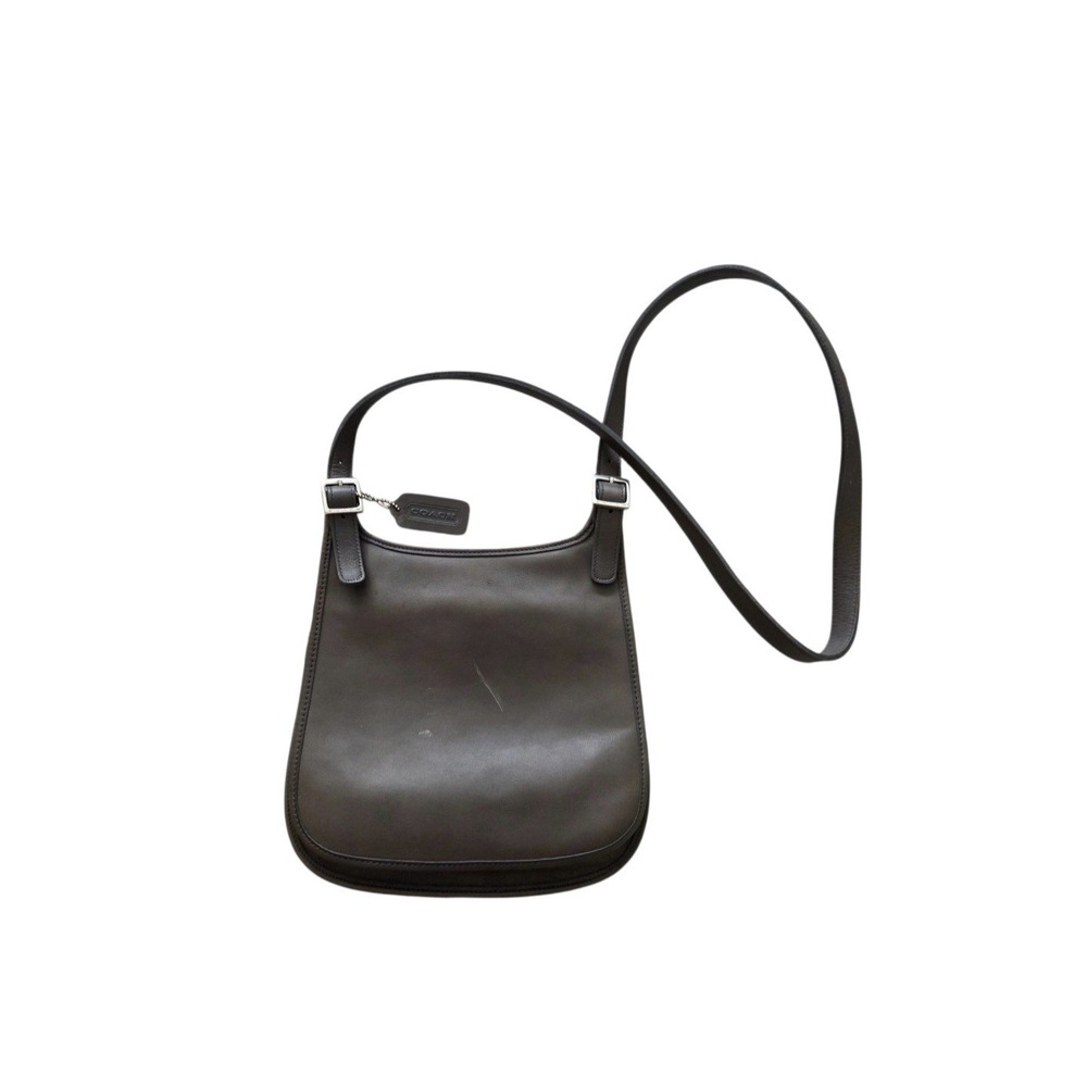 Vintage Coach 9135 Small Hippie Flap Dark Gray Leather Crossbody Bag Y2K 90s